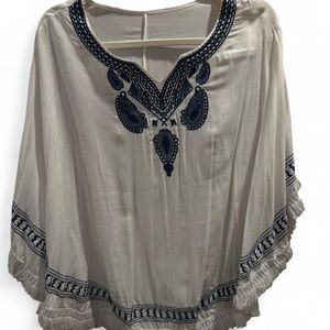 Navy Blue and White Boho Beach Cover Up